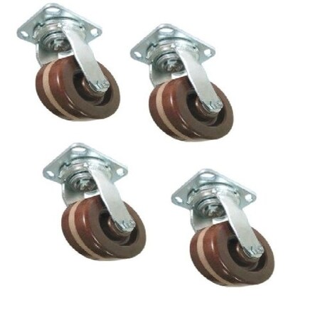 Casterhq High Temperature Restaurant Grade Swivel Plate Casters W/ 4", PK4 JGE-PGP-LSC